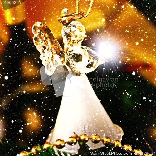 Image of Toy glass angel decoration on the Christmas tree