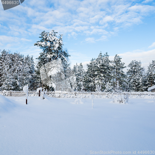 Image of Snow-covered landscape in the countryside