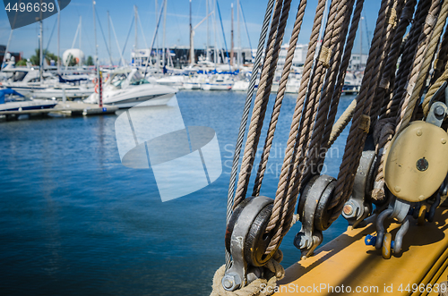 Image of Rigging on the deck of an old sailing ship