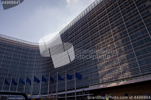 Image of European flags in front of the Berlaymont building