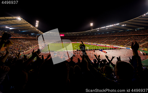 Image of soccer fans support their favorite sports team