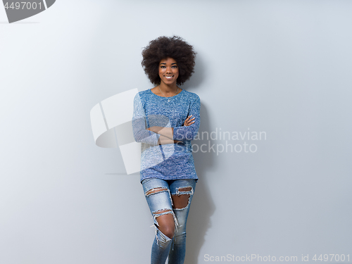 Image of portrait of a beautiful friendly black woman