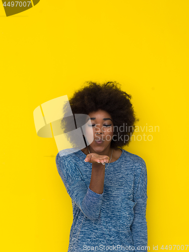 Image of black woman isolated on a Yellow background