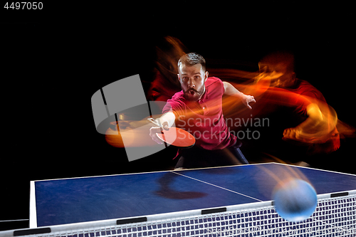 Image of The table tennis player serving