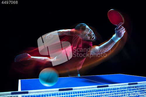 Image of The table tennis player serving