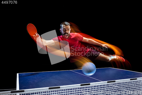 Image of The table tennis player serving