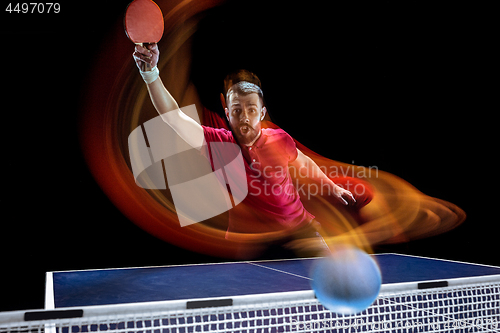 Image of The table tennis player serving