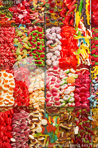 Image of Assorted gummy candies on the street market