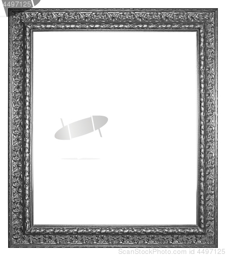 Image of Old silver wooden frame isolated on a white background