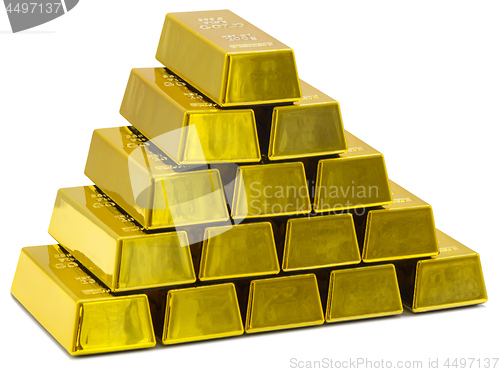 Image of Stack of golden bars as a Financial concepts on white background