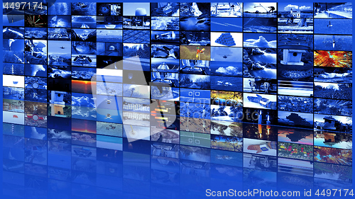 Image of Big multimedia video wall widescreen Web streaming media TV