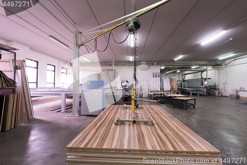 Image of worker in a factory of wooden furniture