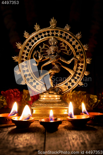Image of Shiva Nataraja with Diwali lights