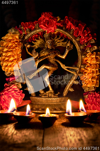 Image of Shiva Nataraja with Diwali lights