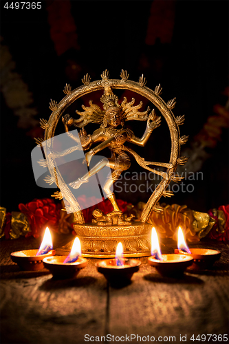 Image of Shiva Nataraja with Diwali lights