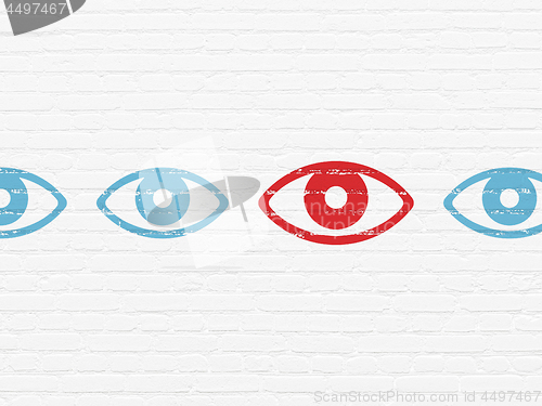 Image of Privacy concept: eye icon on wall background