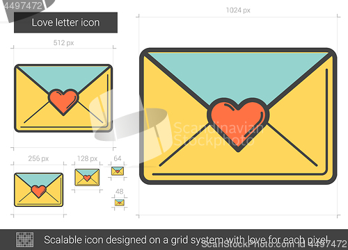 Image of Love letter line icon.