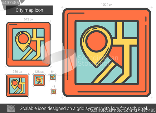 Image of City map line icon.