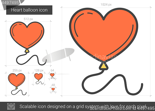 Image of Heart balloon line icon.