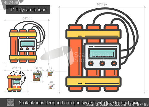 Image of TNT dynamite line icon.