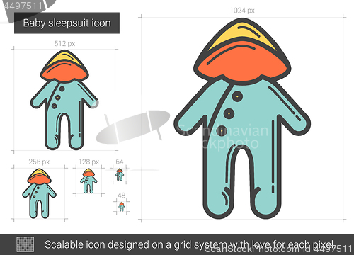 Image of Baby sleepsuit line icon.