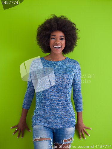 Image of black woman isolated on a Green background