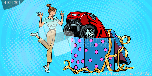 Image of woman surprise car gift