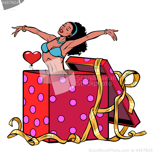 Image of African woman Striptease surprise gift