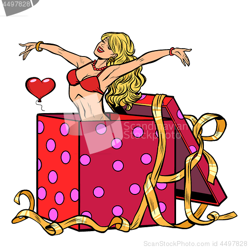 Image of woman Striptease surprise gift