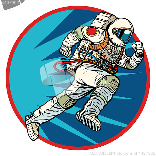 Image of astronaut runs forward round logo symbol icon