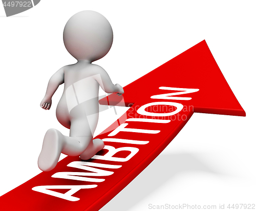 Image of Ambition Arrow Represents Wish Person And Male 3d Rendering