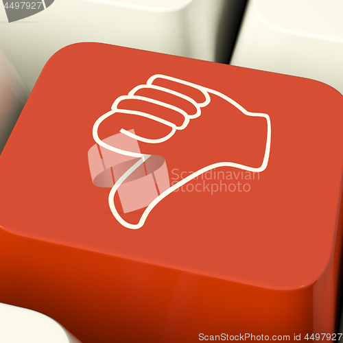 Image of Thumbs Down Icon Computer Key Showing Dislike Failure And False