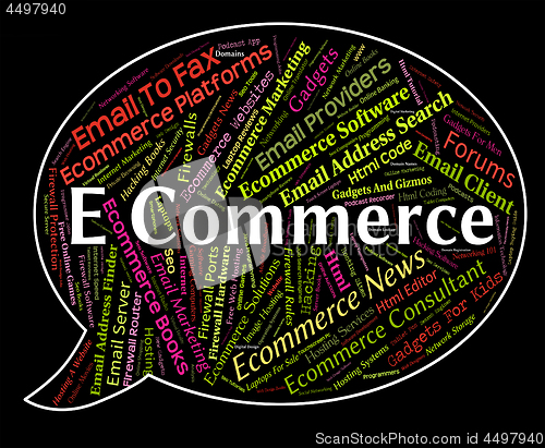 Image of Ecommerce Word Indicates Online Business And Biz