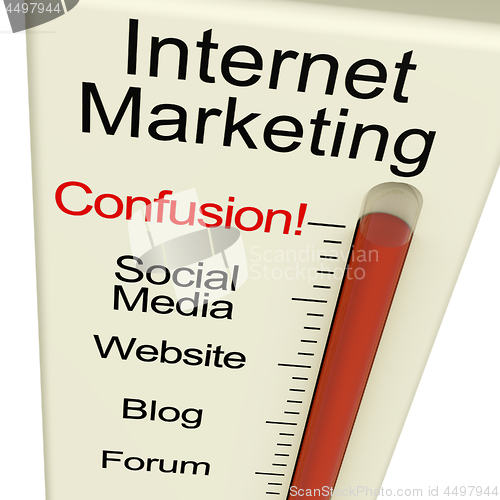 Image of Internet Marketing Confusion Shows Online SEO Strategy And Devel