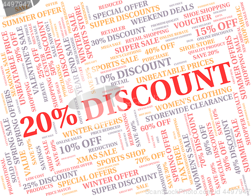 Image of Twenty Percent Off Indicates Promotional Offer And Word