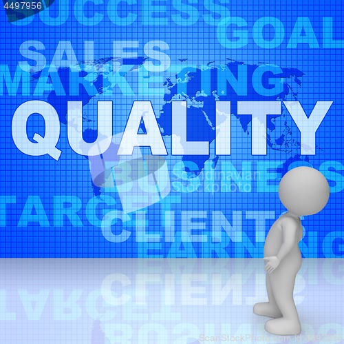 Image of Quality Words Shows Guarantee Check 3d Rendering