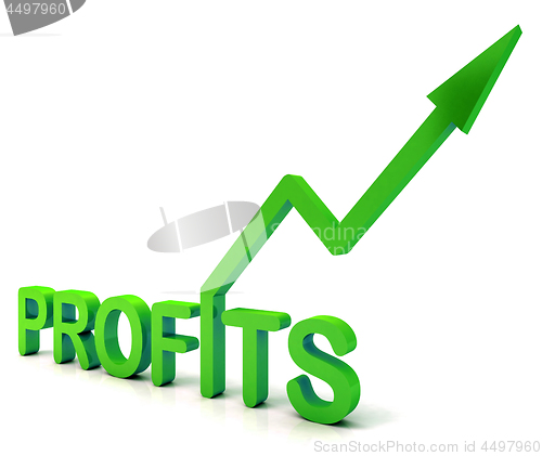 Image of Green Profit Word Shows Income Earned 