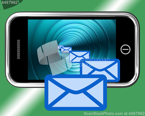 Image of Email Envelopes On Mobile Showing Emailing Or Contacting