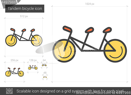 Image of Tandem bicycle line icon.