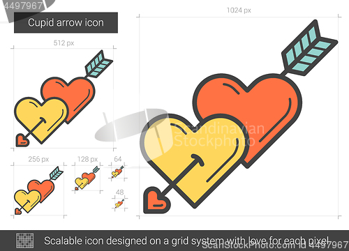 Image of Cupid arrow line icon.