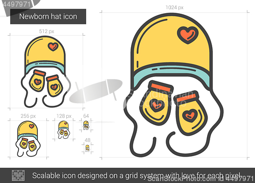 Image of Newborn hat line icon.