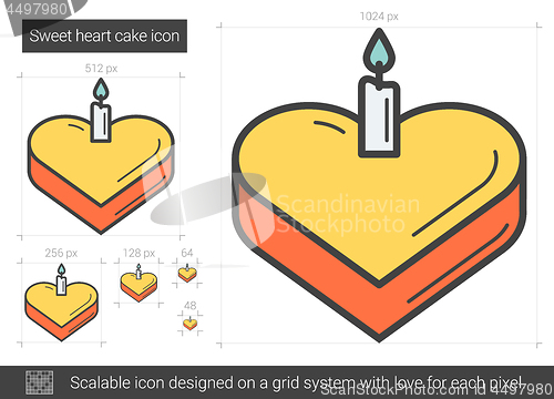 Image of Sweet heart cake line icon.