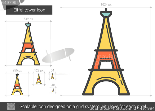 Image of Eiffel tower line icon.