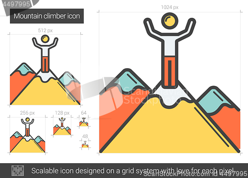 Image of Mountain climber line icon.