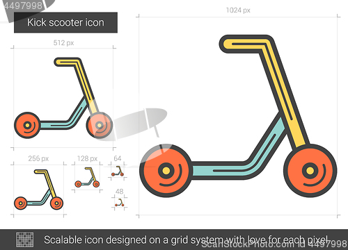 Image of Kick scooter line icon.