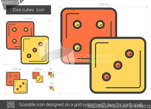 Image of Dice cubes line icon.