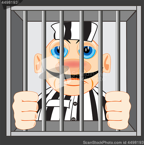 Image of Man comprised in prison for iron lattice