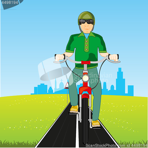 Image of Vector illustration of the person goes on bicycle