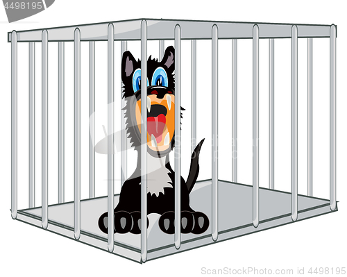 Image of Vector illustration of the cartoon of the wolf in steel hutch