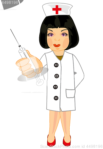 Image of Vector illustration of the girl of the physician with syringe